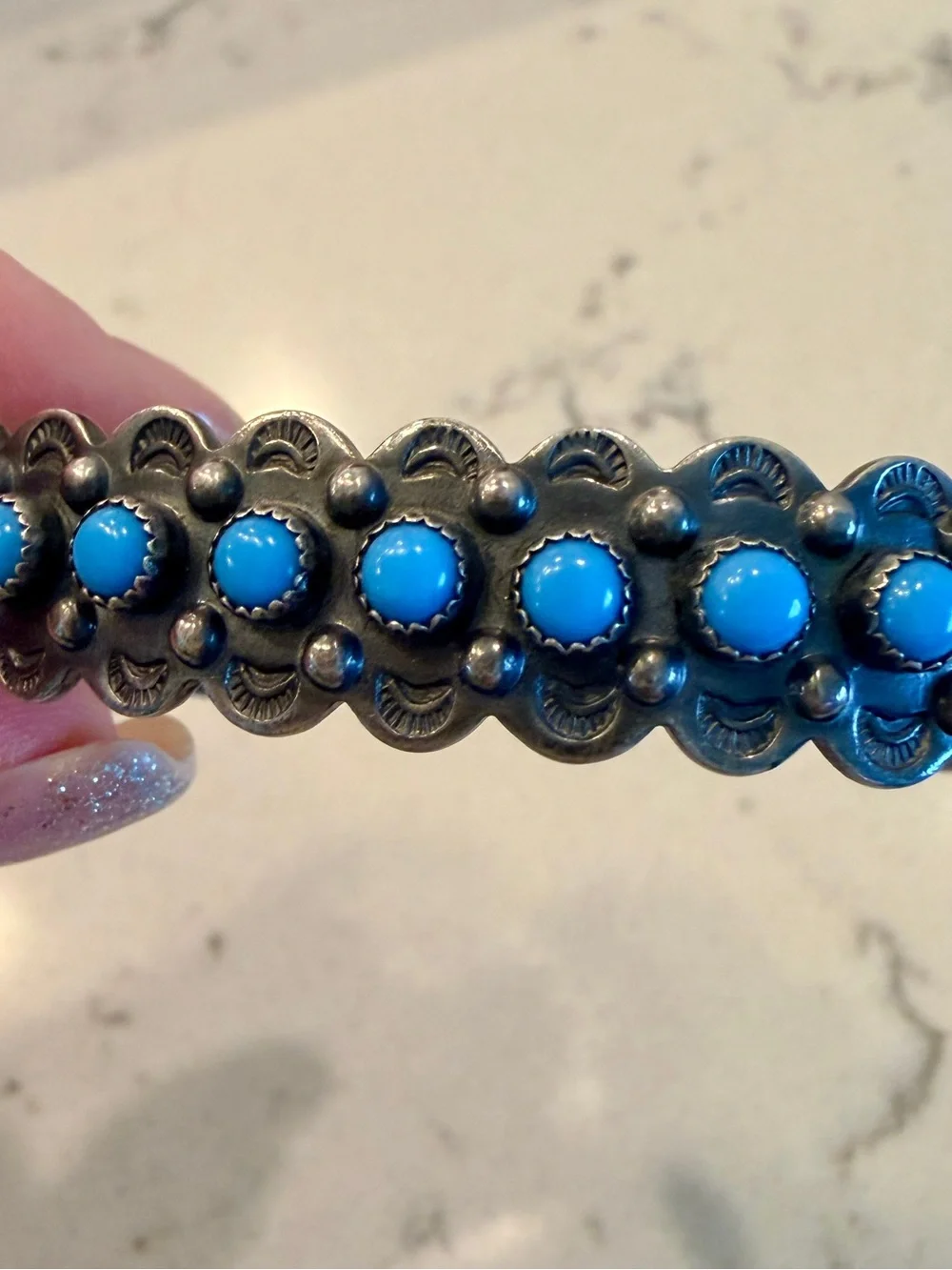 Vintage Bell Trading Post Turquoise & Silver Native American Made Bracelet